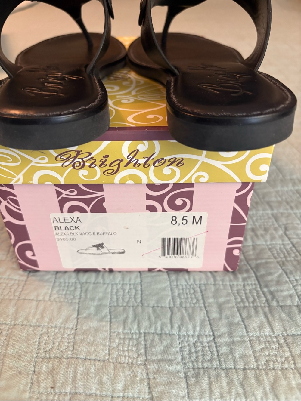 Brighton Black Leather Alexa Thong Sandals - Picture 4 of 5